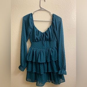 Dark green dress, with black dots, size-S. Marc- inspired- hearts